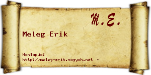 Meleg Erik névjegykártya